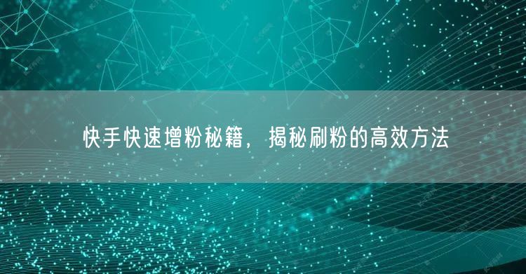 快手快速增粉秘籍，揭秘刷粉的高效方法