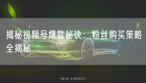 揭秘视频号爆款秘诀：粉丝购买策略全揭秘