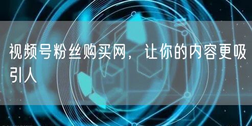 视频号粉丝购买网,让你的内容更吸引人